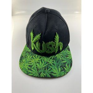KUSH Hat Cap SNAPBACK Sewn Logo, Black & Green with Graphics, Adjustable